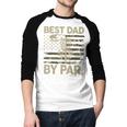 Disc Golf Frisbee Best Dad Par Camo US Flag Golfer Men Baseball Raglan Shirt