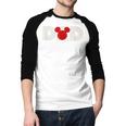 Disney Mickey And Friends Dad Mickey Distressed Text Logo Men Baseball Raglan Shirt