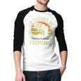 Fishing I'd Rather Be Fishing Bass Fish Dad Jokes Men Baseball Raglan Shirt
