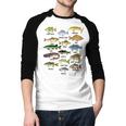 Fishing-Shirt Types Of Freshwater Bass Fish Dad Jokes Men Baseball Raglan Shirt