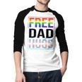 Free Dad Hugs LGBT Gay Pride Month Transgender Rainbow Flag Men Baseball Raglan Shirt