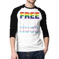 Free Dad Hugs Pride Flag Month LGBTQ Transgender Support Men Baseball Raglan Shirt