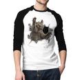 Grey Cat Torn Cloth Cat Dad Cat Mom Cat Lover Men Baseball Raglan Shirt