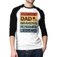 Husband Dad Grandpa 70 Year Old Legend 70th Birthday Vintage Men Baseball Raglan Shirt