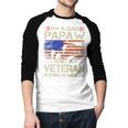 I'm A Dad Papaw And Veteran Retro Dad Papa Grandpa Men Baseball Raglan Shirt