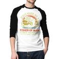 Jesus Made Fisher Man Christian Fishing Bass Fish Dad Men Baseball Raglan Shirt