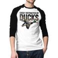Mallard Duck Hunting Camo Easily Distracted Duck Dad Men Baseball Raglan Shirt