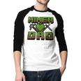 Miner Dad Birthday Boy Party Video Gamer Pixel Men Baseball Raglan Shirt