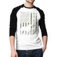 Mini Aussie Dad Australian Shepherd Dog Camo USA Flag Men Baseball Raglan Shirt