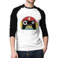 New Dad Shirt Dad Level 4 Unlocked For 4 Kids Gaming Men Baseball Raglan Shirt