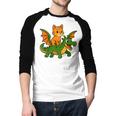Orange Cat Dragon Riding Animal Lover Mom Dad Kids Men Baseball Raglan Shirt
