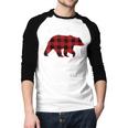 PAPA Bear Men Red Plaid Christmas Pajama Family Dad Small Men Baseball Raglan Shirt