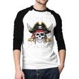 Pirate Papa Skull Family Matching Costume Dad Grandpa Men Men Baseball Raglan Shirt