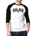 Pit Crew Dad Checkered Flag Hosting Race Car Birthday Partie Men Baseball Raglan Shirt Pit Crew Dad Checkered Flag Hosting Race Car Birthday Partie Men Baseball Raglan Shirt