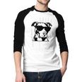 Pitbull Dad Men Pitbull Lover For Dog Dad American Flag Men Baseball Raglan Shirt
