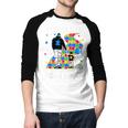 Proud Dad Of The Toughest Boy Autism Awareness Father Autism Men Baseball Raglan Shirt