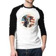 Proud Greyhound Dad American Flag Patriotic Greyhound Dad Men Baseball Raglan Shirt