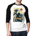 Pug Japanese Kanagawa Wave Surfing Japan Mom Dad Kids Men Baseball Raglan Shirt