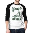 Push Lawn Mower Legend Grass Master Dad Mowing Men Baseball Raglan Shirt