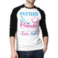 Putters Or Pearls Dad Loves You Gender Reveal Family Men Baseball Raglan Shirt