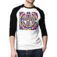 Rad Dad Trippy Hippie Tie-Dye Rainbow 70s Vibes Novelty Men Baseball Raglan Shirt
