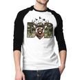 Retro Camo Dad Hunting Camouflage Deer Matching Men Baseball Raglan Shirt