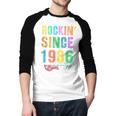 Rockin' Since 1986 Vintage Rockstar 40th Birthday Mom Dad 40 Men Baseball Raglan Shirt
