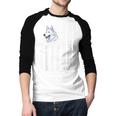 Shepherd Dad USA Flag White German Shepherd Men Baseball Raglan Shirt