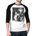 Siberian Husky Alien UFO Taking a Selfie Dog Mom Dad Men Baseball Raglan Shirt