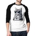 Tabby Daddy Cat Dad Graphic Grey Tabby Cat Lover Men Baseball Raglan Shirt