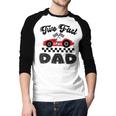 Two Fast Dad Of The Birthday Boy Racing Car Family Men Baseball Raglan Shirt Two Fast Dad Of The Birthday Boy Racing Car Family Men Baseball Raglan Shirt