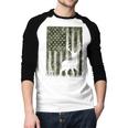 US Flag Deer Elk Buck Camoflage Hunting Hunter Dad Grandpa Men Baseball Raglan Shirt
