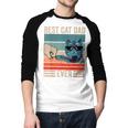 Vintage Best Cat Dad Ever Bump Fist Father's Day Cat Daddy Men Baseball Raglan Shirt