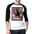 Vintage Dadzilla Father Of The Monsters Fathers Day Men Baseball Raglan Shirt