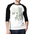 Vintage USA Camo Flag Proud Siberian Husky Dad Silhouette Men Baseball Raglan Shirt