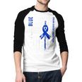 I Wear Blue For My Dad Colon Cancer Awareness Blue USA Flag Men Baseball Raglan Shirt I Wear Blue For My Dad Colon Cancer Awareness Blue USA Flag Men Baseball Raglan Shirt