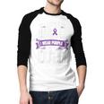 I Wear Purple For My Dad Pancreatic Cancer Support Men Baseball Raglan Shirt I Wear Purple For My Dad Pancreatic Cancer Support Men Baseball Raglan Shirt
