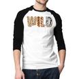 Wild Dad Zoo Born Two Be Wild B-Day Safari Jungle Animal Men Baseball Raglan Shirt