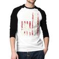 Wrestling US Flag Dad Wrestler Patriotic 4th Of July Men Baseball Raglan Shirt