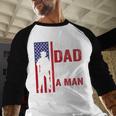 Army Dad Because I Raised A Man With Balls Men Baseball Raglan Shirt