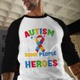 Autism Dad Puzzle Ribbon Proud Son Hero Autism Awareness Men Baseball Raglan Shirt