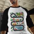 On Back Tired Dads Club Car Race Track On Dad Daddy Men Baseball Raglan Shirt On Back Tired Dads Club Car Race Track On Dad Daddy Men Baseball Raglan Shirt