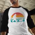 Bigfoot Walking a Dog Corgi Lovers Dog Dad Men Baseball Raglan Shirt