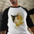 Calico Cat With Flowers For Mom Dad Women Men Kids Botanical Men Baseball Raglan Shirt