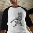 Cat Playing The Clarinet For Cat Lover Cat Mom Cat Dad Men Baseball Raglan Shirt