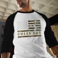 Cheer Dad Camo American Flag Cheerleader Supporter Men Baseball Raglan Shirt