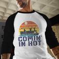 Comin In Hot Pontoon Boat Boating Lake For Dad Small Men Baseball Raglan Shirt