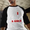 Dad Of 2 Girls Low Battery Daddy Of Two Girls Father Men Baseball Raglan Shirt