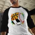 Dad Of Ballers Baseball Soccer Basketball Dad Men Baseball Raglan Shirt