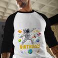 Dad Of The Birthday Boy Astronaut Outer Space Birthday Men Baseball Raglan Shirt